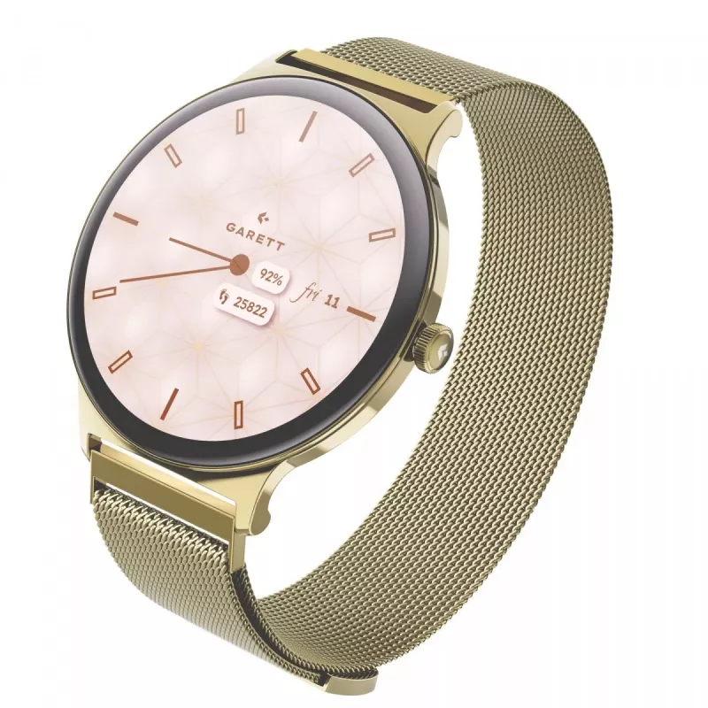 Smartwatch Garett Verona 2 dourado Mesh com Bluetooth e medidor de frequência cardíaca