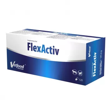 Cápsulas de suplemento articular Vetfood FlexActiv para cães e gatos, 120 cápsulas, 150 g, forma de comprimidos