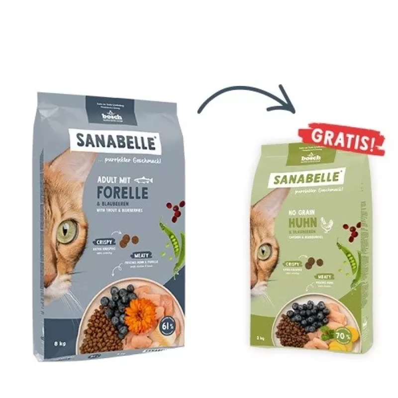 BOSCH Sanabelle Adult Forelle & Blaubeeren - ração seca para gatos - 2 kg