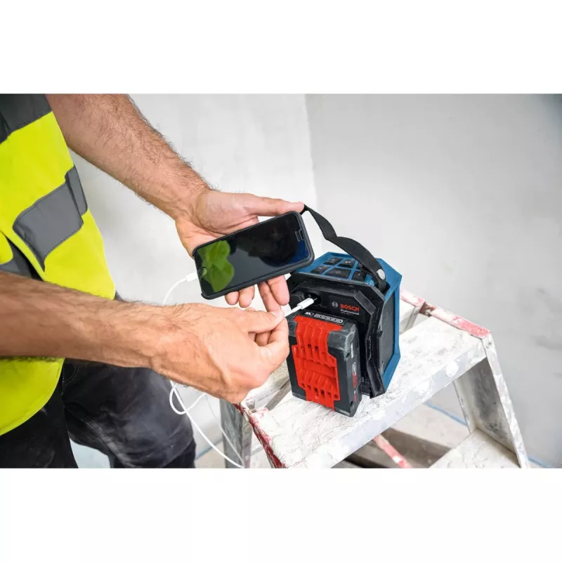 Rádio de obra portátil Bosch GPB 18V-1 solo C (06014A7000) — alimentado por bateria 18V