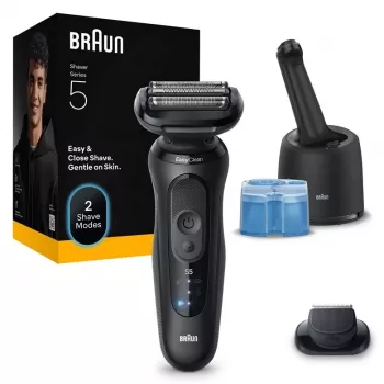 Máquina de barbear BRAUN SHAVER 52‑N7200cc preta — máquina de barbear de lâmina, recarregável, barbear a seco e molhado