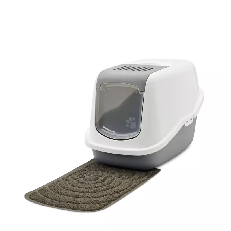 SAVIC Nestor Branco-Cinzento - caixa de areia para gatos com tampa - 56x39x38,5 cm - 1 unid.