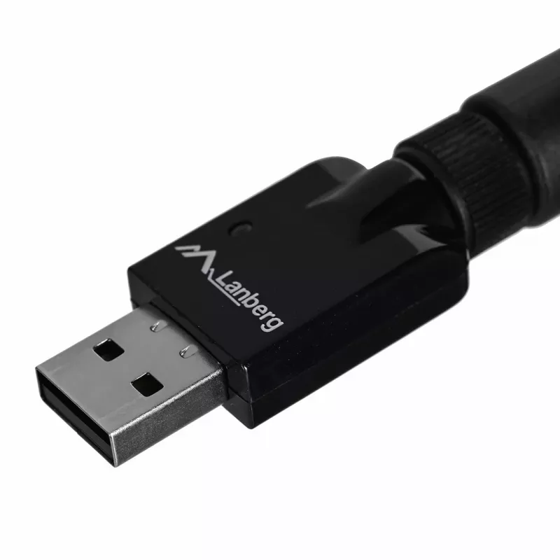 Adaptador USB Wi-Fi LANBERG NC-0300-WIE, USB 2.0, duas antenas externas de 5 dBi, Wi-Fi 300 Mbit/s, Ethernet/Wi-Fi, preto
