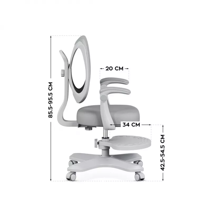 Cadeira de escritório giratória mark adler Junior 4.6 cinzento — cadeira de trabalho ergonómica compacta