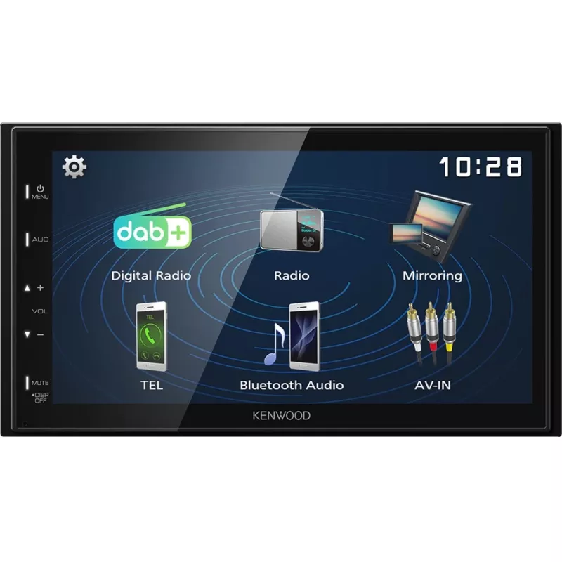 Kenwood Electronics DMX129DAB. Cor do produto: preto, tamanho DIN: 2 DIN, potência de saída: 64 W. Conversor áudio D/A: 24bit, formatos de áudio suportados: