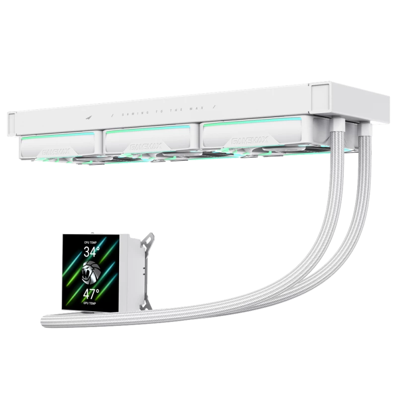 Gamemax | Refrigeração líquida para CPU | HAILSTORM 360 LCD | branco