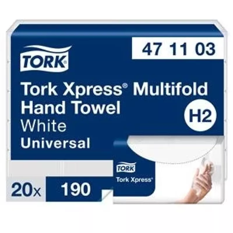 Toalhas de papel intercaladas Tork Xpress Multifold Universal H2 2 folhas, 23,4 x 21,3 cm (20 unid.)