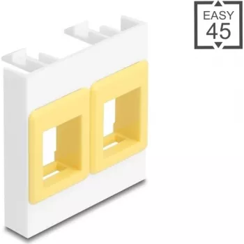 Moldura de montagem DELOCK Easy 45 módulo 2x suportes Keystone 45×45 mm branco/amarelo