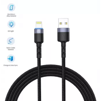 Cabo de dados USB para Lightning Tellur 1,2 m nylon entrançado preto