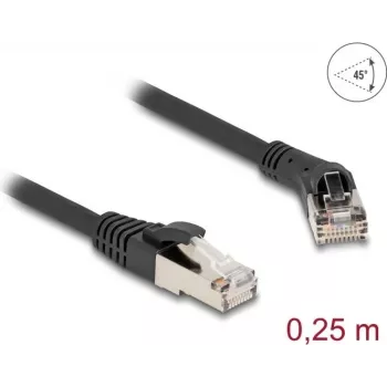 Cabo de rede DeLOCK RJ45 Cat.8.1 45° angular 0,25 m preto