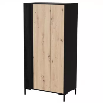 Roupeiro cama meble Cama v, estrutura preta, 4 prateleiras, 900×550×1840 mm