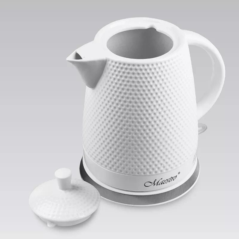 Maestro MR-069-WHITE Chaleira elétrica de cerâmica, 1,5 L, 1500 W, branco