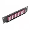 Patch panel de fibra ótica DeLOCK 10 polegadas 12 portas LC quad violeta 1U preto