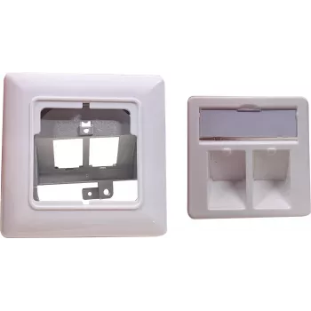 Tomada Helos Keystone 2 portas branco puro para módulos Keystone