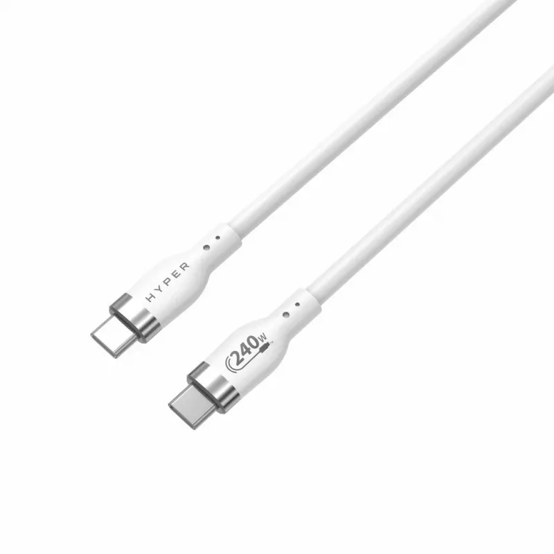HYPER HyperJuice Cabo USB-C para USB-C de silicone 240W (0,9 m/1 m) - Branco
