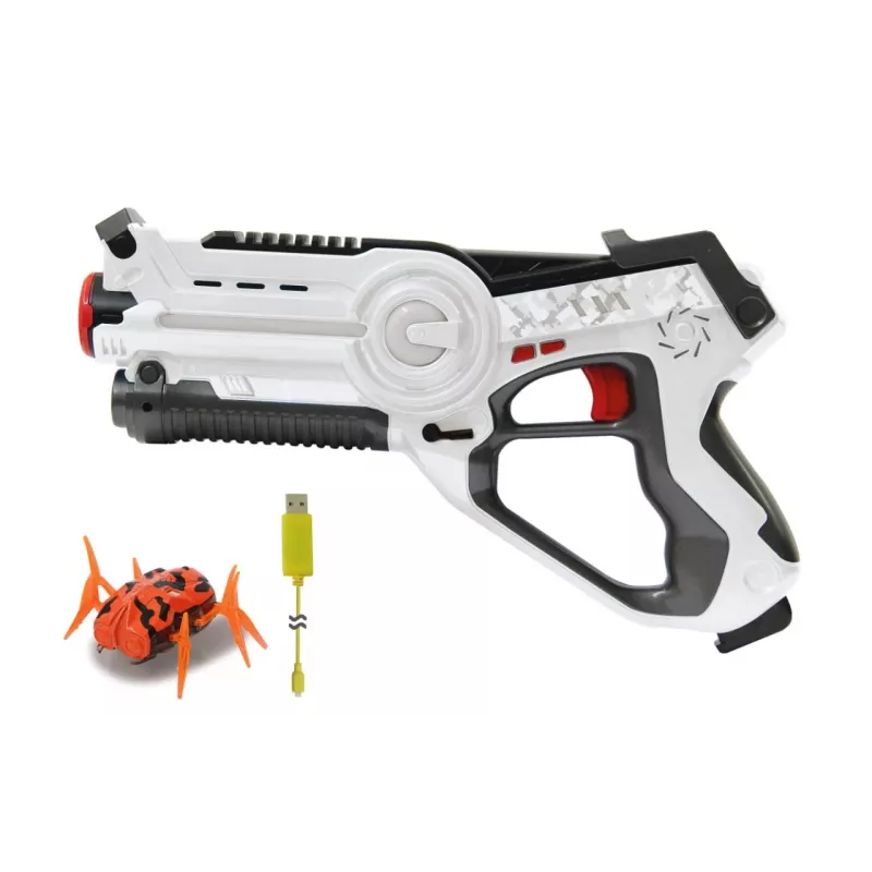 Jamara 410065 Impulse Laser Bug Hunt Set, pistola laser de brincar com alvo, branco/laranja