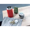 Caneca térmica Leifheit 03245 aço inoxidável 350 ml, parede dupla, à prova de fugas, tampa articulada, preta/vermelha