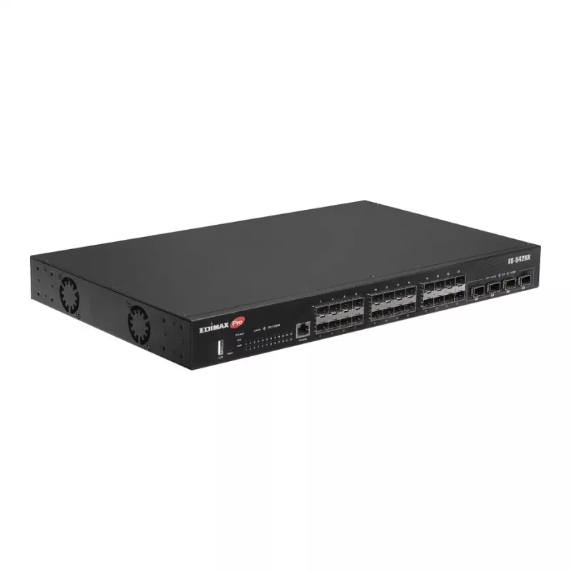 Switch de rede EDIMAX FS-5428X — 24 portas Gigabit SFP, 4 × portas 10GbE SFP+