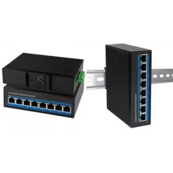 LogiLink Industrial Gibabit Ethernet PoE Switch, 8-Port 10/100/1000 Base-TX RJ45, Plug & Play, caixa metálica preta - 1 unid. (NS203P)