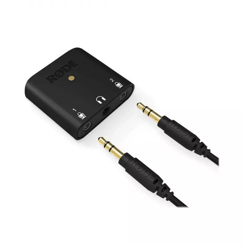 RØDE AI-Micro interface de áudio móvel, 2x entradas TRS/TRRS de 3,5 mm, saída de auscultadores de 3,5 mm, USB-C, preta