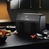 Fritadeira de ar quente Petra PT4750BLKVDEEU7, câmara dupla, capacidade 3,7 L, preta