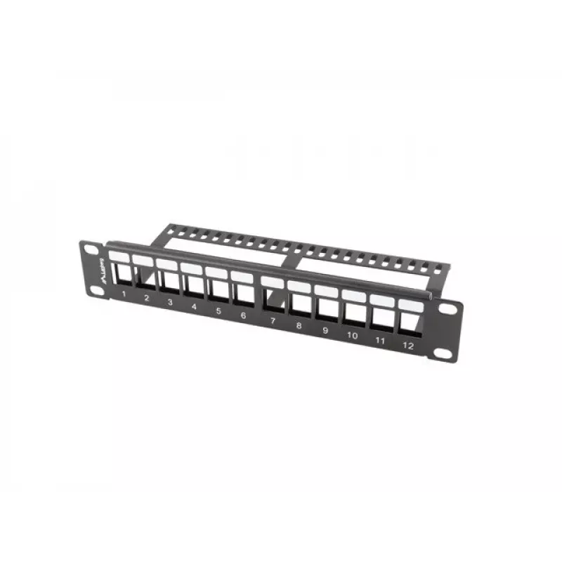 Lanberg PPKS-9112-B Painel de patch vazio 12 portas 1U 10 polegadas com organizador Keystone, preto