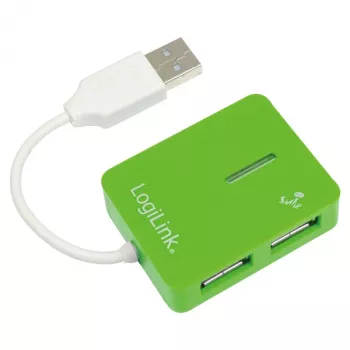 Hub USB LOGILINK UA0138 — hub USB 2.0 de 4 portas, verde, até 480 Mbit/s
