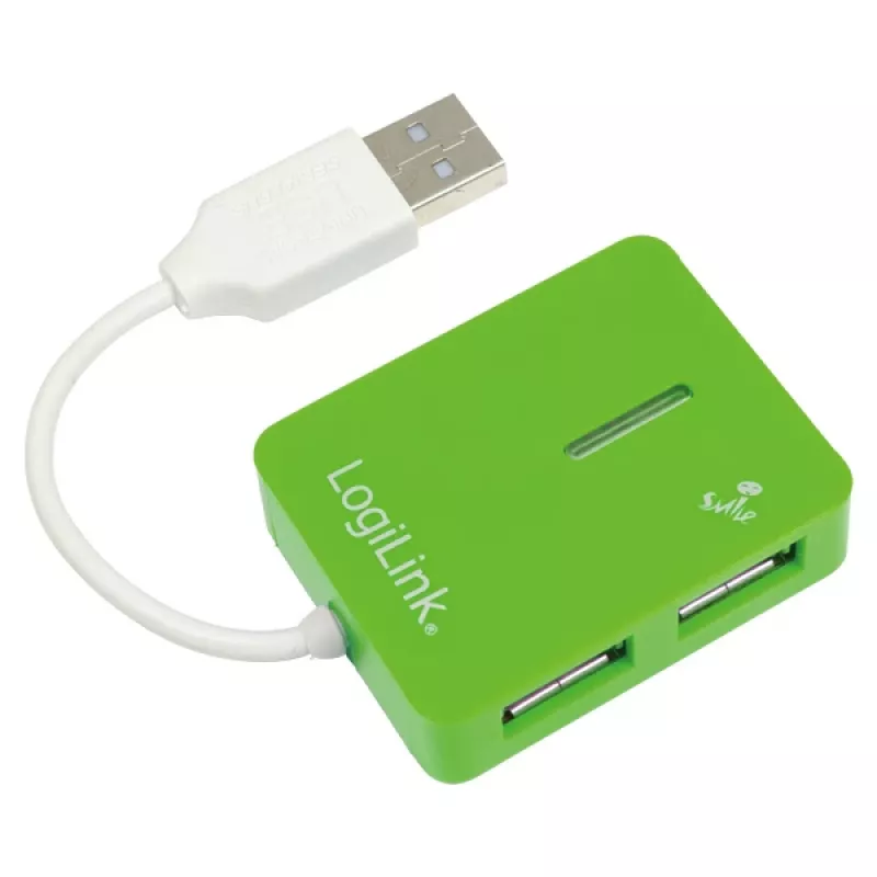 Hub USB LOGILINK UA0138 — hub USB 2.0 de 4 portas, verde, até 480 Mbit/s