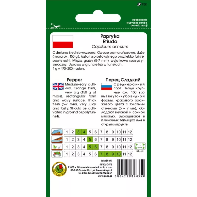 PNOS pimento Etiuda sementes de hortícolas, 0,5 g