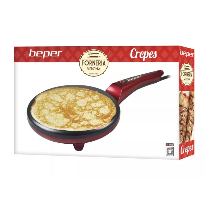 Máquina de crepes Beper BT.710Y – máquina elétrica de panquecas, placa antiaderente