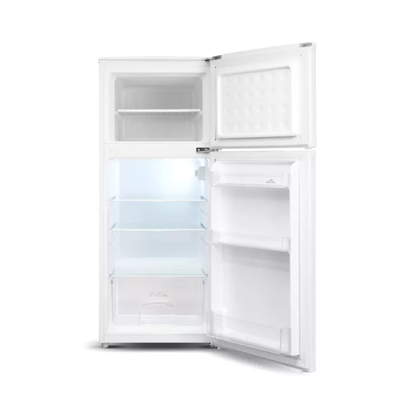 Frigorífico ETA | ETA174490000E | Classe de eficiência energética E | Independente | Porta dupla | Altura 123 cm | Capacidade útil do compartimento de refrigeração 112 L | Capacidade útil do congelador 39 L | 40 dB | Branco