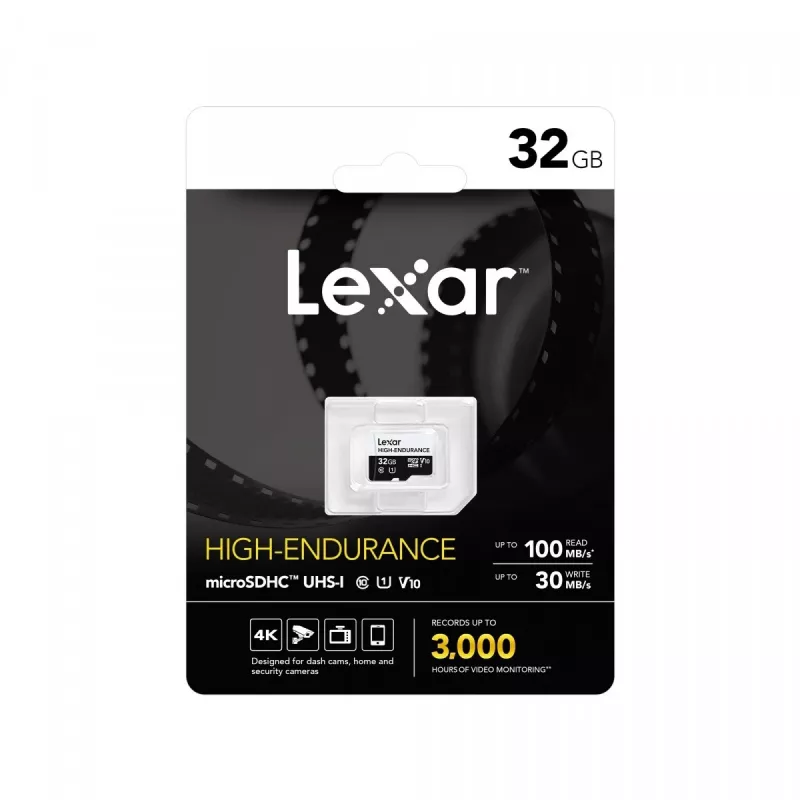 Cartão microSD High Endurance 32GB C10 A1 U1 V10 100/30MB/s