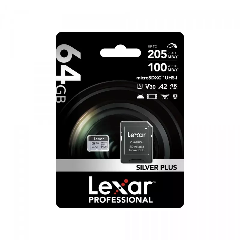 Cartão microSD Lexar 64 GB UHS-I Classe 3 SILVER PLUS