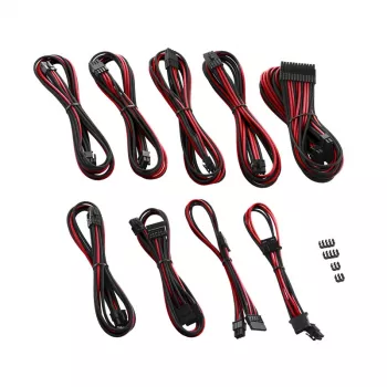 Conjunto de cabos de alimentação CableMod PRO Series ModMesh C-Series para Corsair RMi/RMx — cabos revestidos preto/vermelho