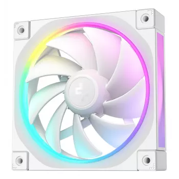 Ventoinha para caixa de 12 cm DeepCool FL12 WH — pack de 3, 120×120×25 mm, 2150 rpm, 55 CFM, Fluid Dynamic Bearing, PWM, Multi-LED, 4-Pin