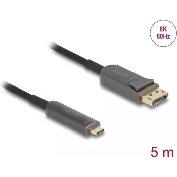 Cabo ótico ativo DELOCK USB-C para DisplayPort 81604 4K 60Hz, USB-C (Alt Mode) para DP, 1,8 m