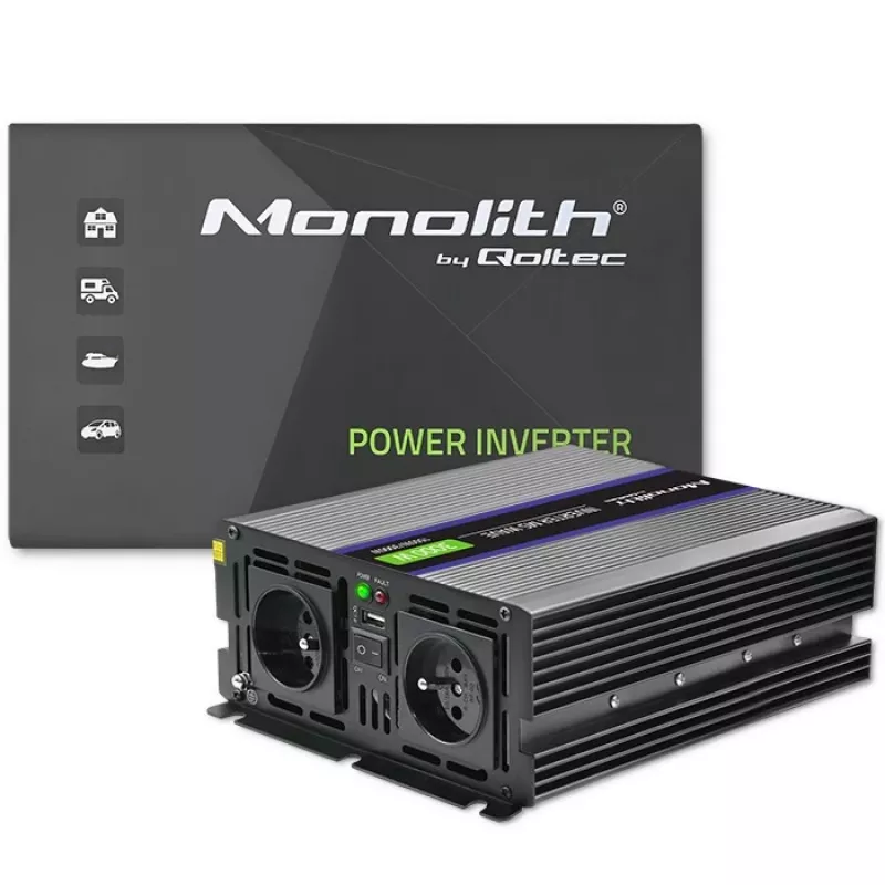 Inversor QOLTEC Monolith 3000 MS Wave, 12V→230V, 1500/3000W, com USB