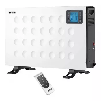 Aquecedor elétrico convector NOVEEN CH8000 — 2000 W, 3 níveis de potência, temporizador, comando, branco