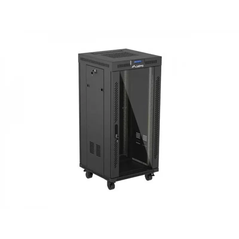 Armário rack autónomo LANBERG FF01-6624-12BL 24U 19 polegadas 600×600 mm, IP20, 1200 kg, preto