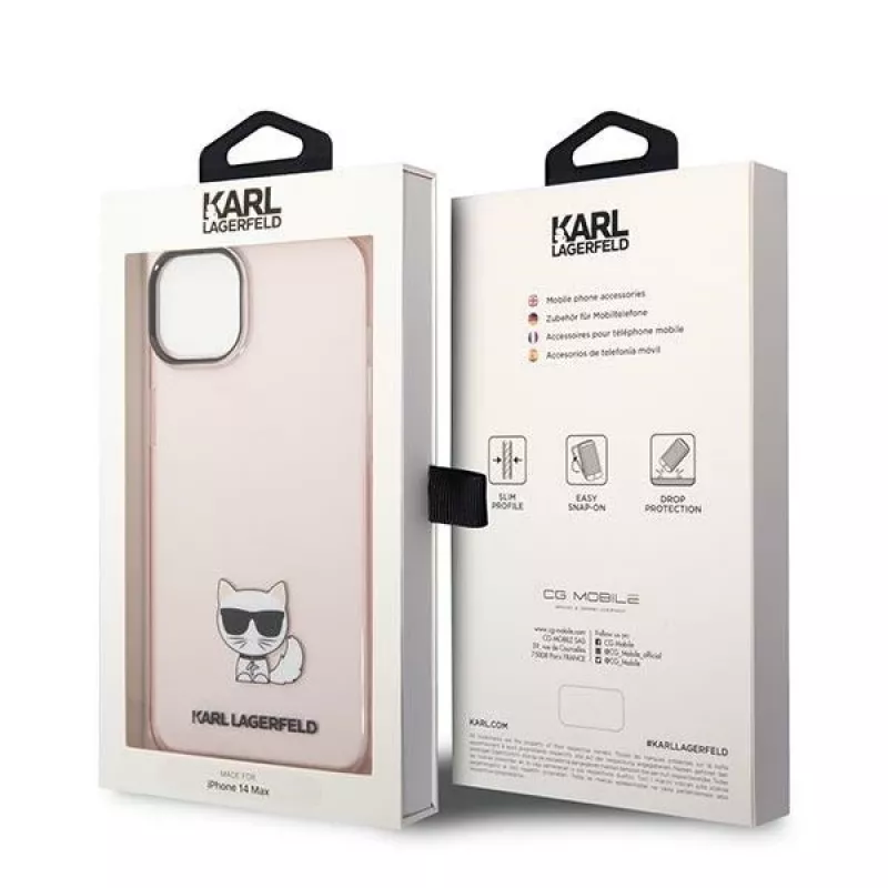 Karl Lagerfeld KLHCP14MCTRI iPhone 14 Plus / 15 Plus 6.7 capa rígida rosa / rosa transparente Choupette Body