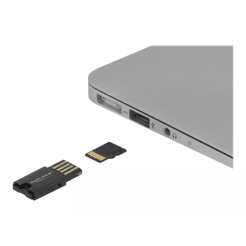 Leitor de cartões DeLOCK USB 2.0 preto Micro SD MicroSDHC MicroSDXC 480 Mbit/s