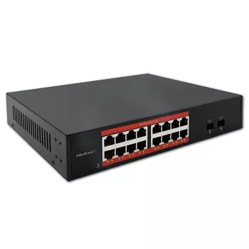 Switch de rede QOLTEC 52364 — Gigabit Ethernet PoE 16xRJ45, 2xSFP