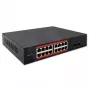 Switch de rede QOLTEC 52364 — Gigabit Ethernet PoE 16xRJ45, 2xSFP