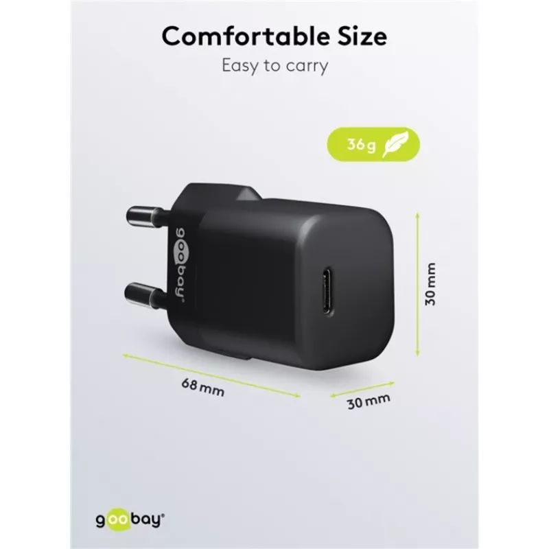 Carregador para dispositivos móveis Goobay 65403 universal preto carregamento rápido AC