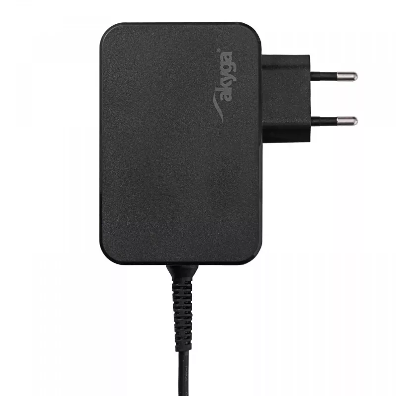 Fonte de alimentação para portátil Akyga AK-ND-82 USB-C GaN 90 W, PD 3.0, 5–20 V, cabo de 1,8 m, preto