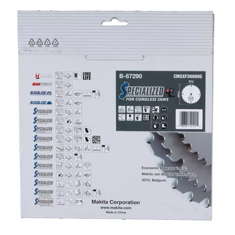 Lâmina de serra T.C.T. 260X2.15X30mm 10° T80 EFFICUT