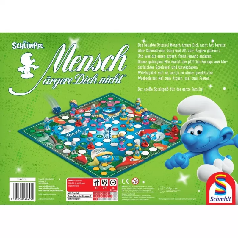 Schmidt Spiele Die Schlümpfe, jogo de tabuleiro clássico Mensch-ärgere-dich-nicht