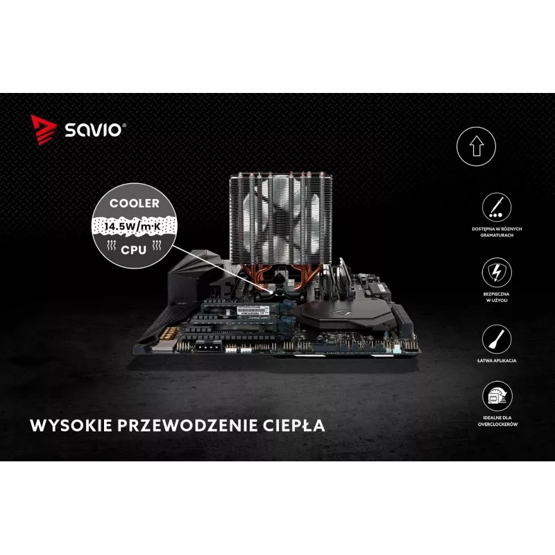 Savio Glacier TG-04 pasta térmica, 2 g, 14,5 W/mK, cinzenta