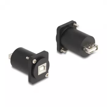 Módulo D-Type DeLOCK USB 2.0 conector fêmea Type-B para conector fêmea Type-A preto