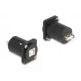Módulo D-Type DeLOCK USB 2.0 conector fêmea Type-B para conector fêmea Type-A preto